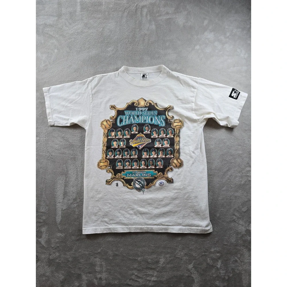 Vintage Starter‎ Florida Marlins T Shirt Kids XL 1997 World Series Champions